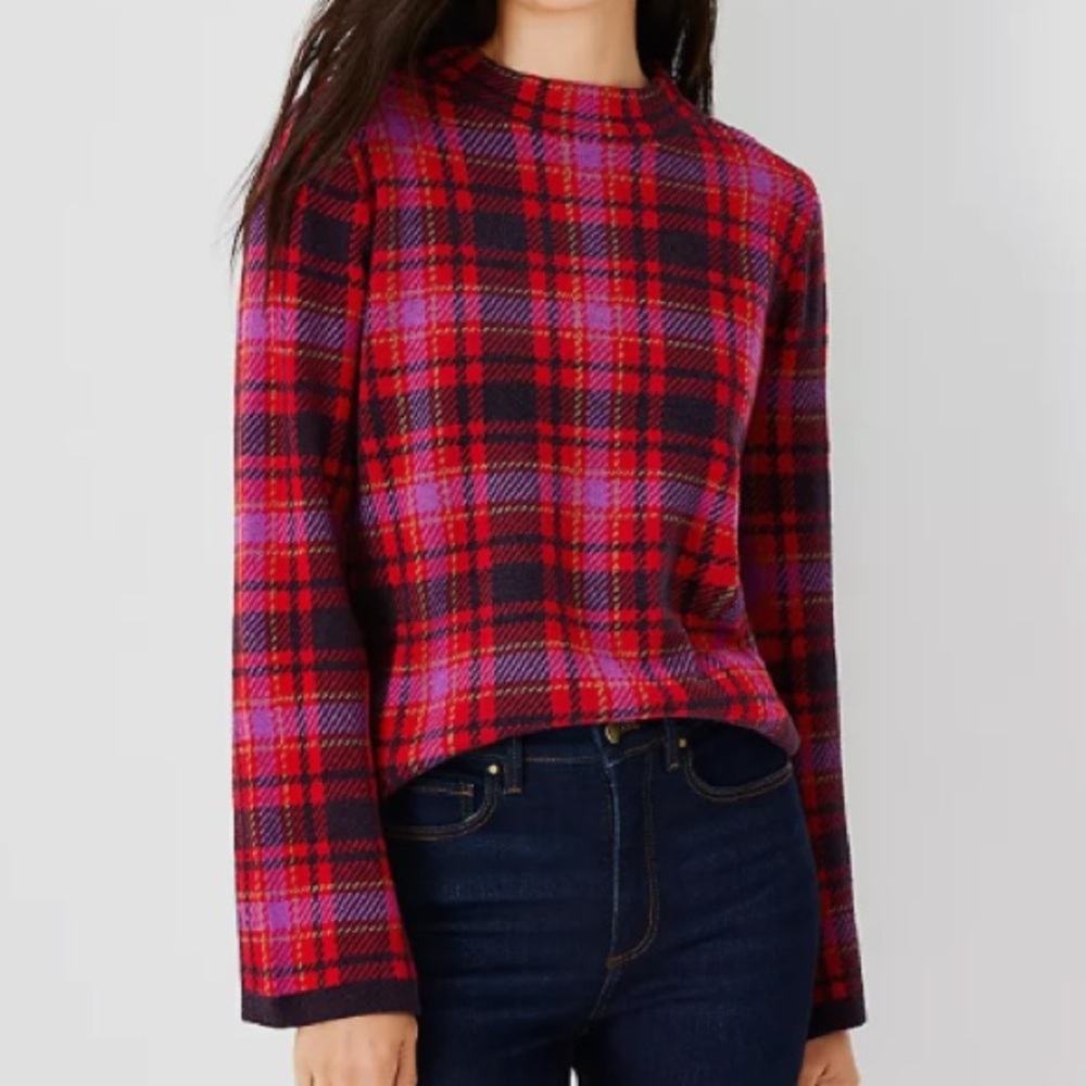 Plaid Mockneck Sweater